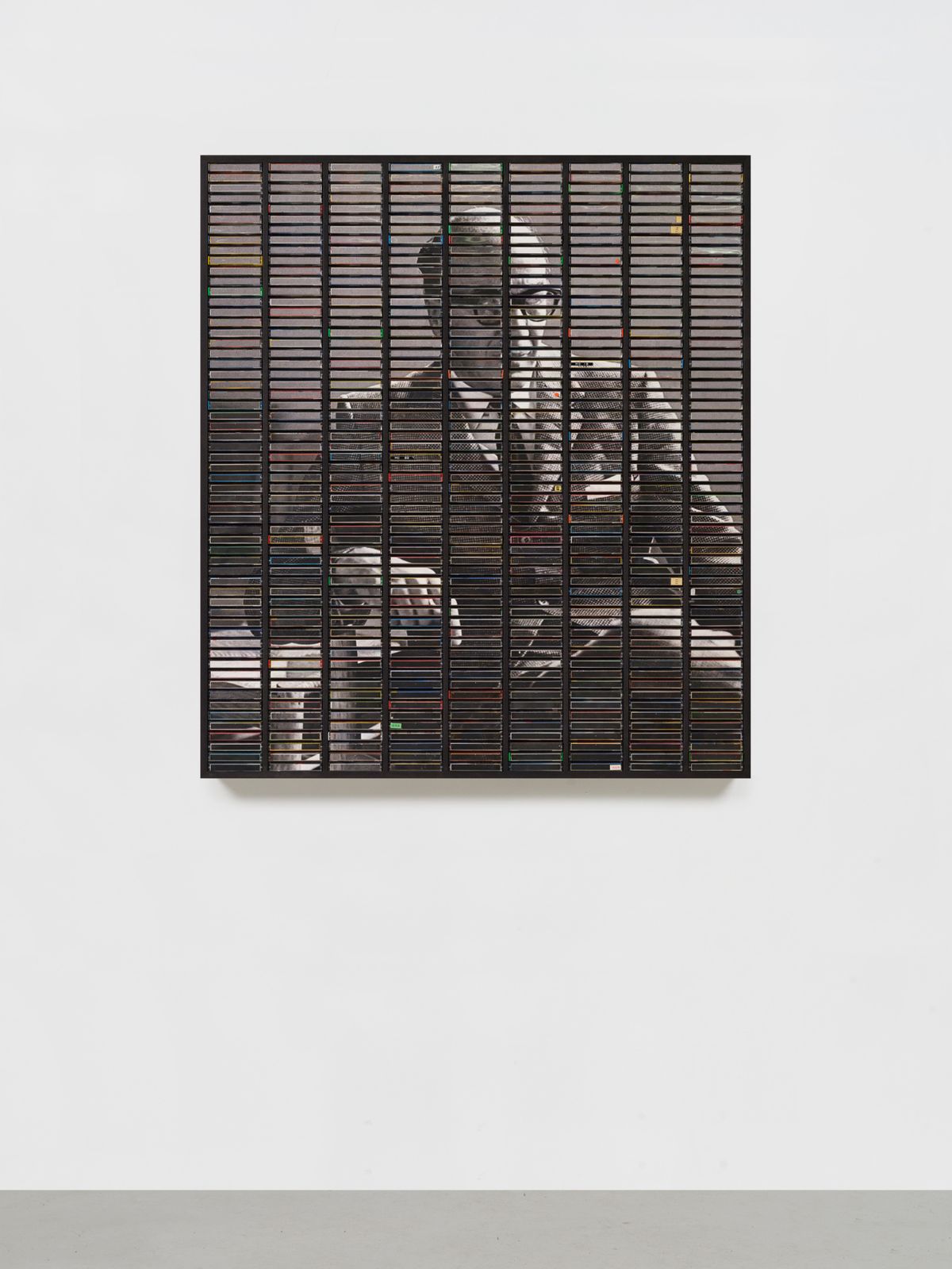 Analogue art: Gregor Hildebrandt’s inventive portrait of Luis Barragán uses cassette cases with custom-printed inlays to form a gridded image of the Mexican architect inside a wooden case Photo: Roman März