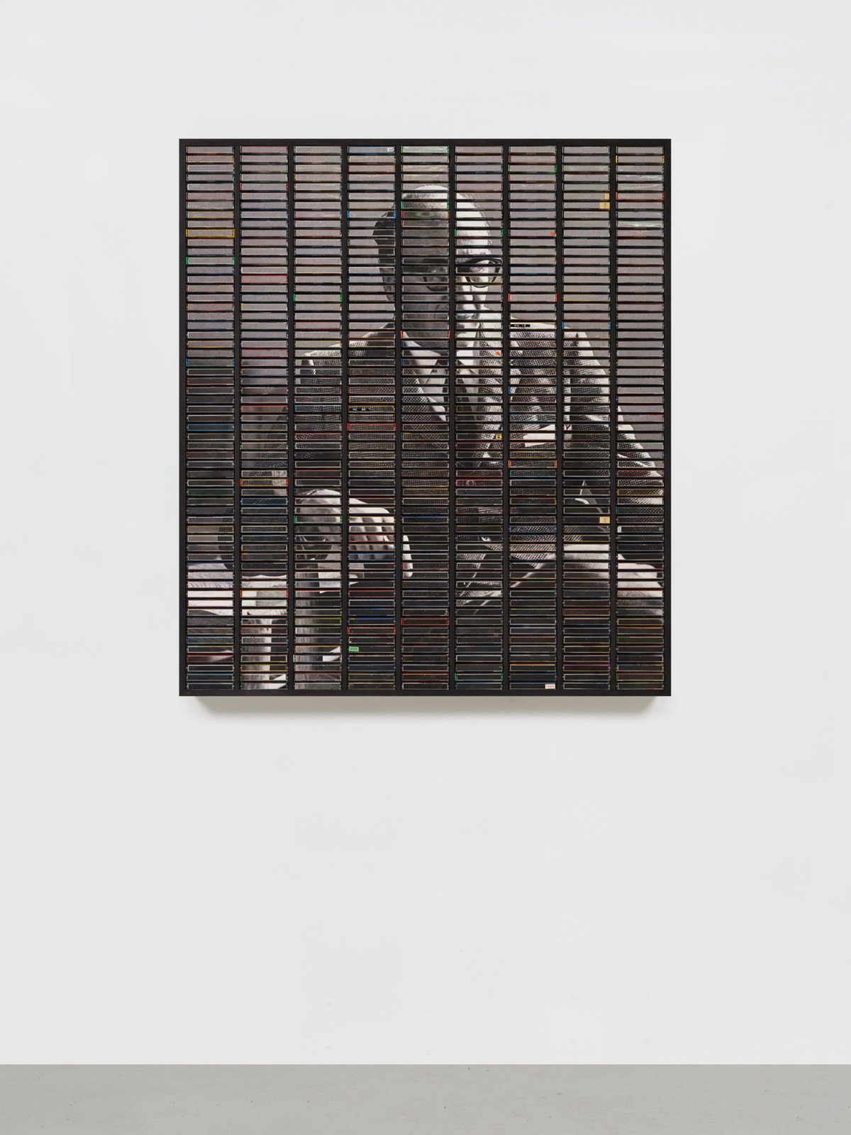 Analogue art: Gregor Hildebrandt’s inventive portrait of Luis Barragán uses cassette cases with custom-printed inlays to form a gridded image of the Mexican architect inside a wooden case Photo: Roman März