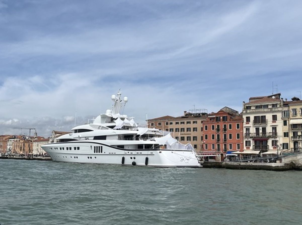 The Sea Pearl docked near the entrance of the Venice Biennale © The Art Newspaper