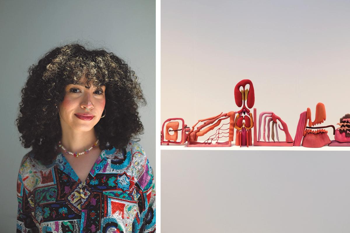 Angelik Vizcarrondo-Laboy (left) with one of her favourite works at Frieze New York, Matthew Ronay's The Crack, the Swell, an Earth, an Ode (2022) at Casey Kaplan gallery
Photos: Alex Wroblewski