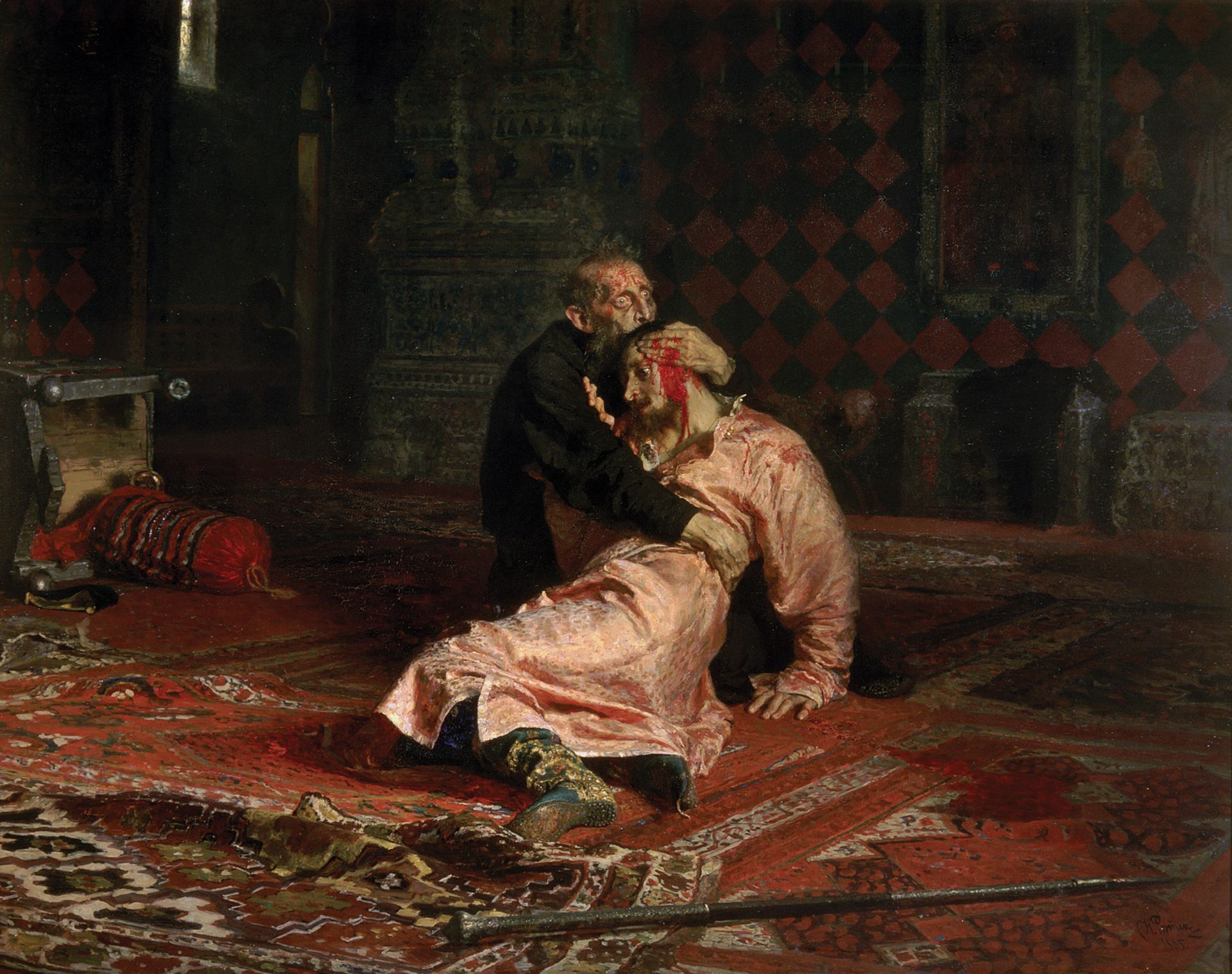 Repin’s Ivan the Terrible and His Son Ivan (1885) Tretyakov press service