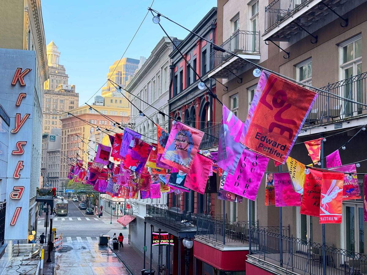 Second Line in the Sky has been installed above Bourbon Street in New Orleans's French Quarter Photo by David Nola