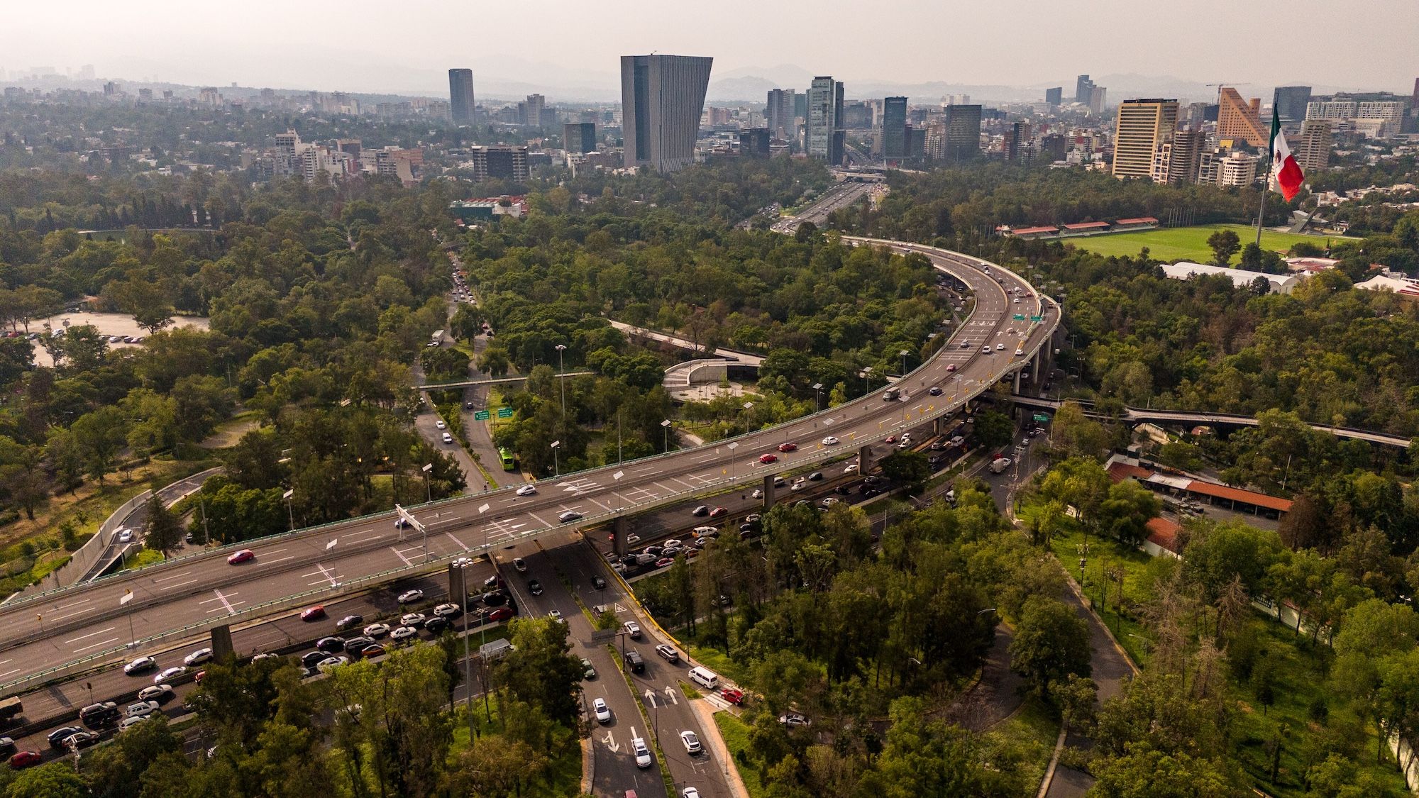 Aerial view of Mexico City's Bosque de Chapultepec Photo by ProtoplasmaKid, via Wikimedia Commons