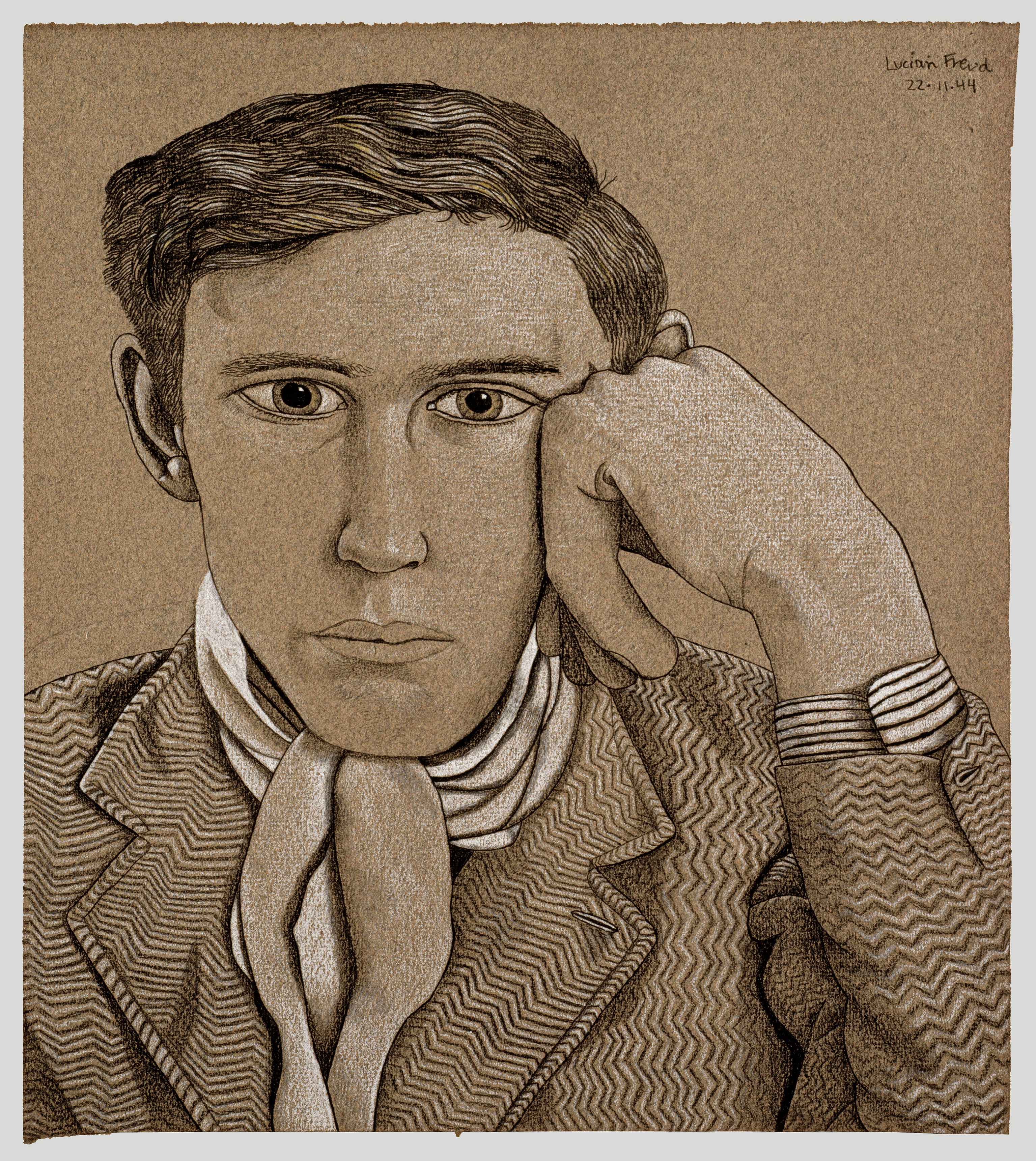 Lucian Freud’s chalk-and-crayon Portrait of a Young Man (1944) will be on show at the NPG alongside sketchbooks, unfinished paintings, childhood drawings and letters © The Lucian Freud Archive. All Rights Reserved 2025 / Bridgeman Images. Lent by a private collection



