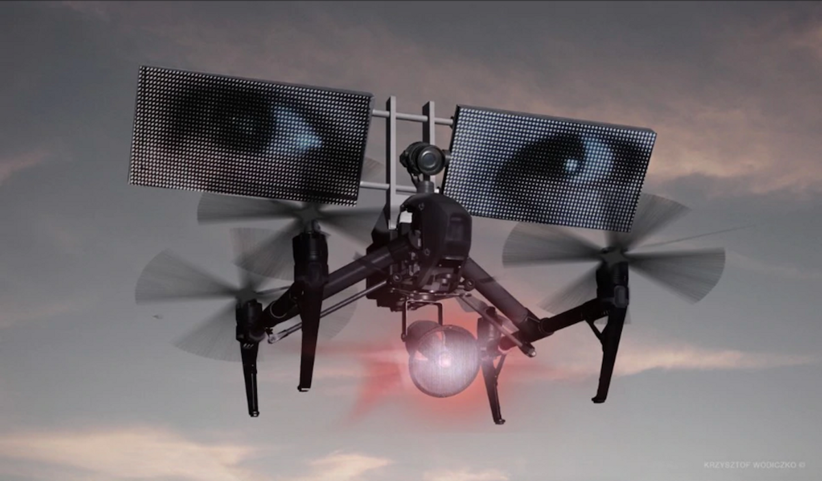 Rendering of Loro (Them), Multimedia installation and live performance, Parco Sempione, Teatro Continuo di Alberto Burri, Milan, Italy. Courtesy Krzysztof Wodiczko.