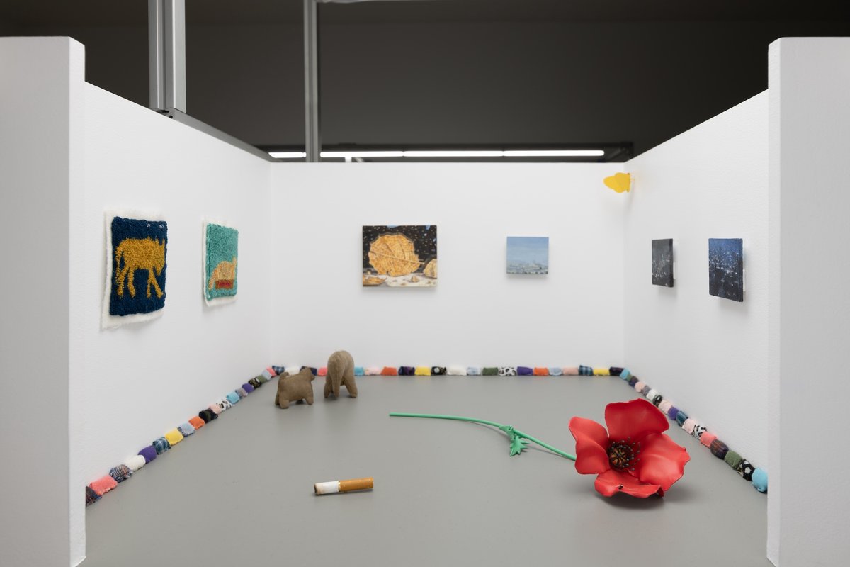 The Good Naked Gallery stand at Barely Fair, featuring works by Langdon Graves, Mary Tooley Parker, Rachel Borenstein and Ryan Richey Courtesy Barely Fair