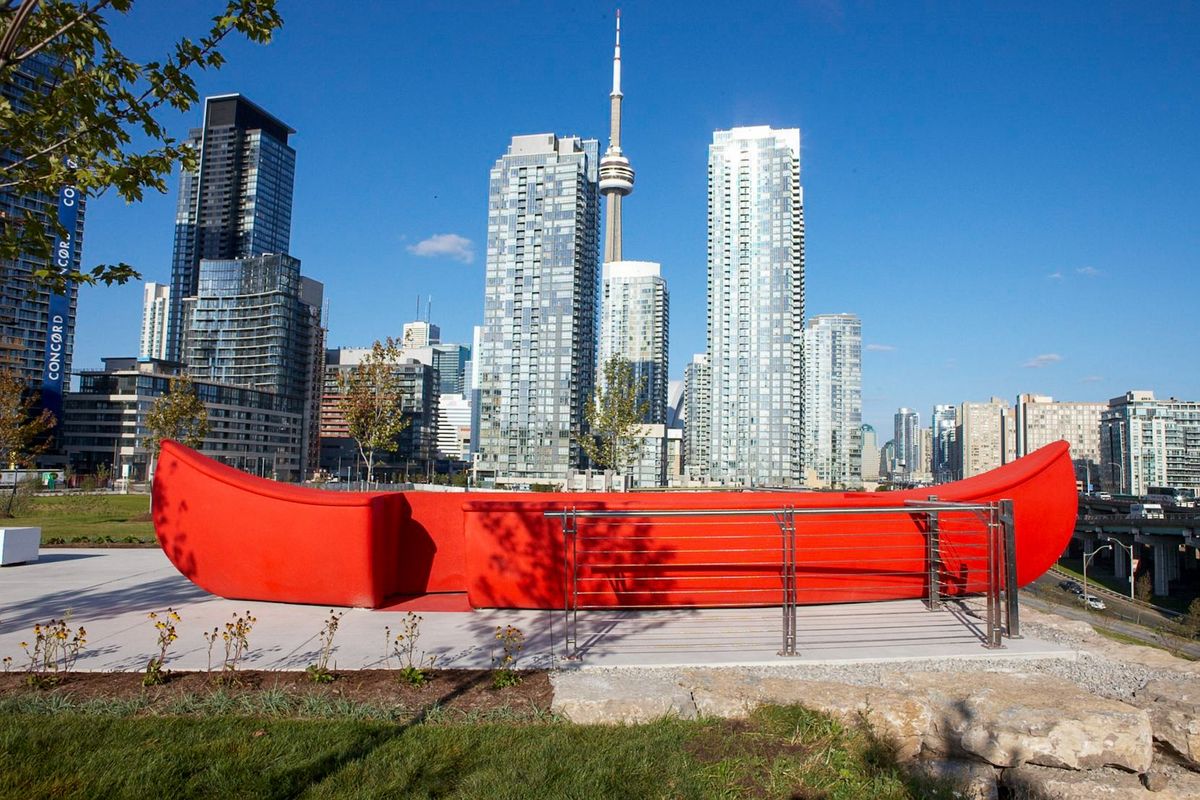 Douglas Coupland's Tom Thomson's Canoe (2008) before it was destroyed by fire on 2 April Photo courtesy Sarah Keenlyside
