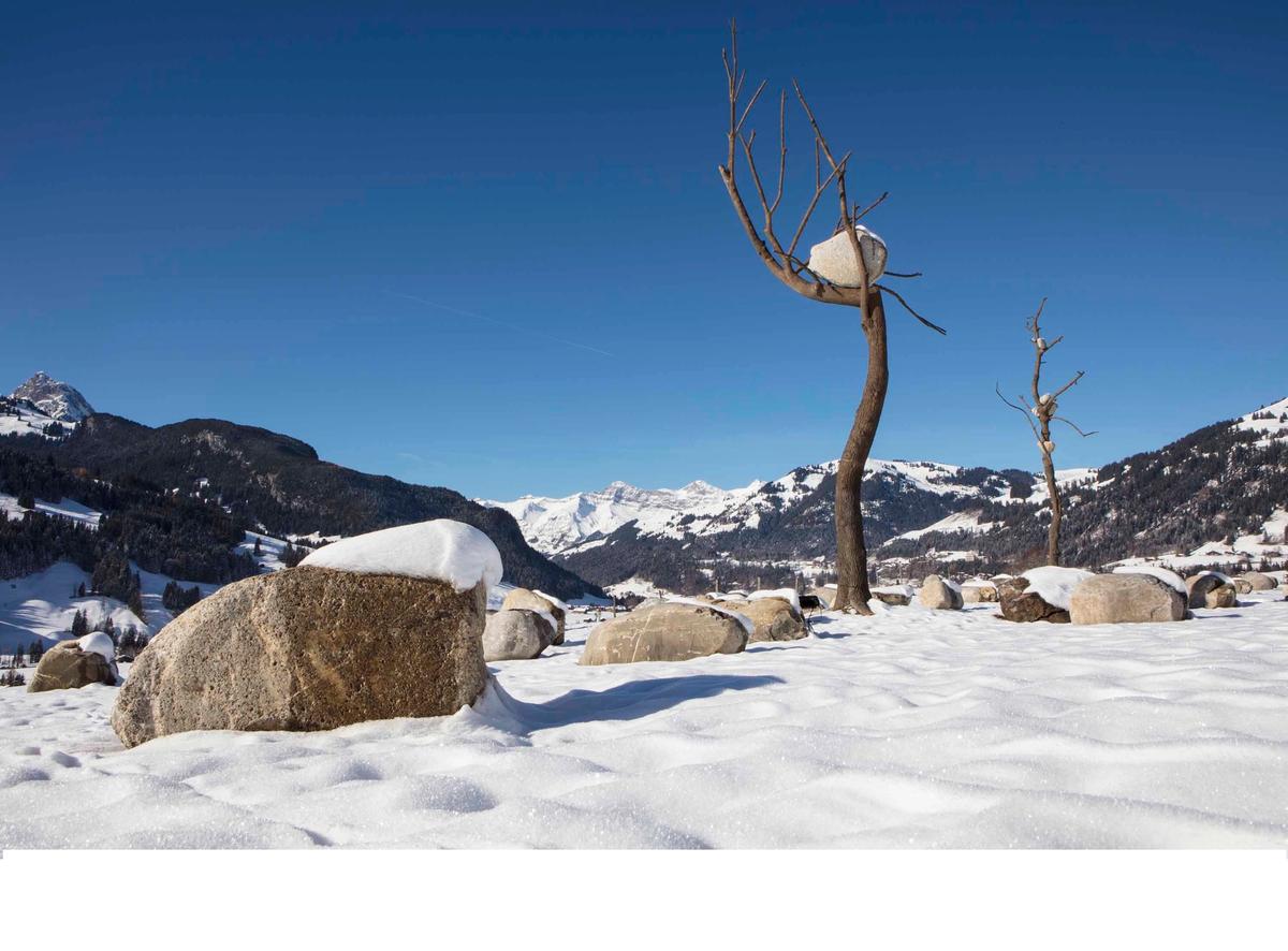 Giuseppe Penone's Idee di Pietra series in Gstaad courtesy Gagosian