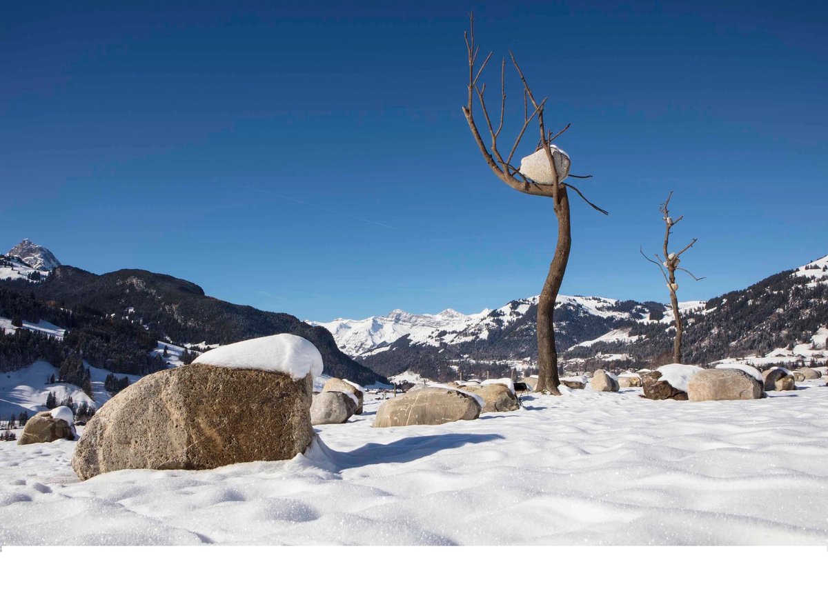 Giuseppe Penone's Idee di Pietra series in Gstaad courtesy Gagosian