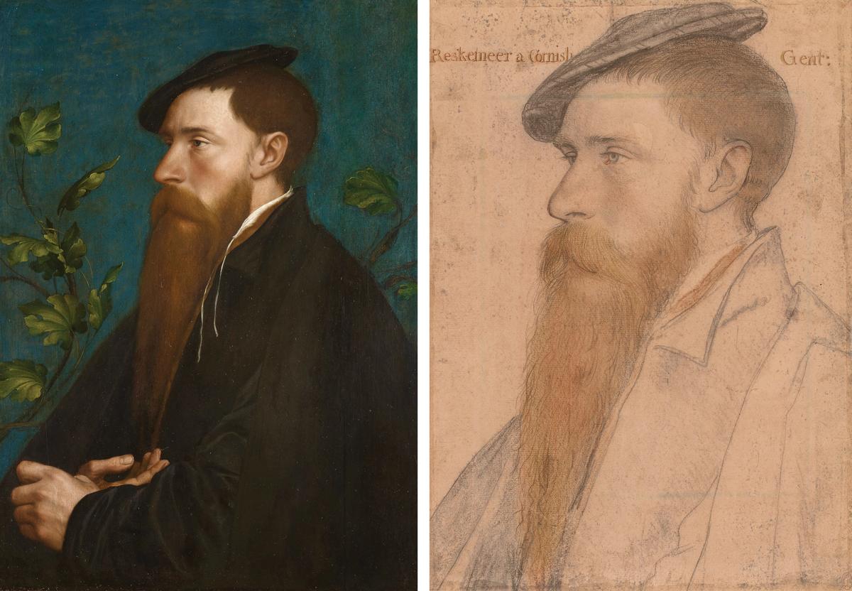 Hans Holbein the Younger’s painting and drawing of William Reskimer (around 1536–39) will both appear at the Queen’s Gallery in London Credits: Royal Collection Trust / © His Majesty King Charles III 2023