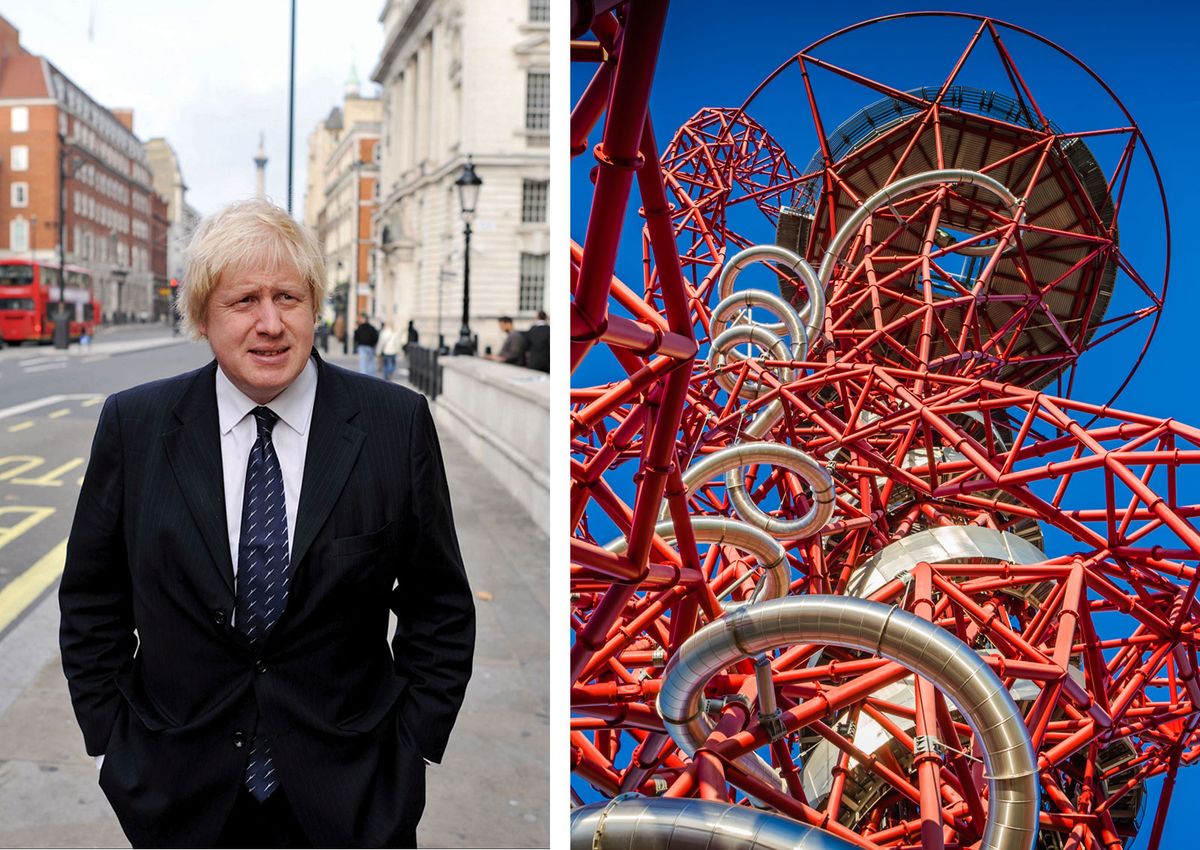 Debt on Boris Johnson’s flagship art project ArcelorMittal Orbit has spiralled to £13m © Boris Johnson: Andrew Parsons/ i-Images; ArcelorMittal Orbit: courtesy of Frank Da Silva Photography.
