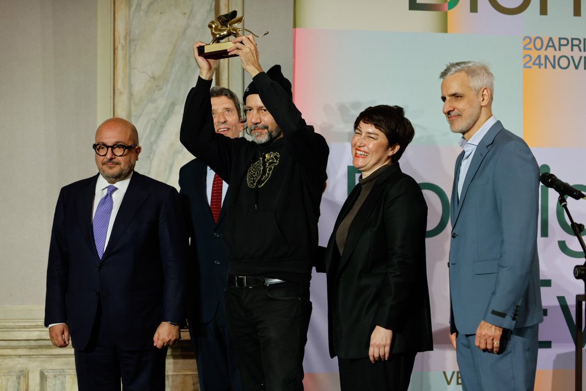 Archie Moore (Australia) receiving the Golden Lion at the Venice Biennale
courtesy: La Biennale