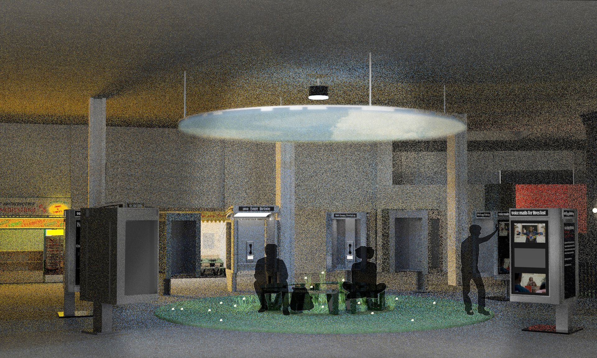 1-800 Happy Birthday exhibition renderings, Worthlessstudios and Even/Odd. Courtesy of Worthlessstudios