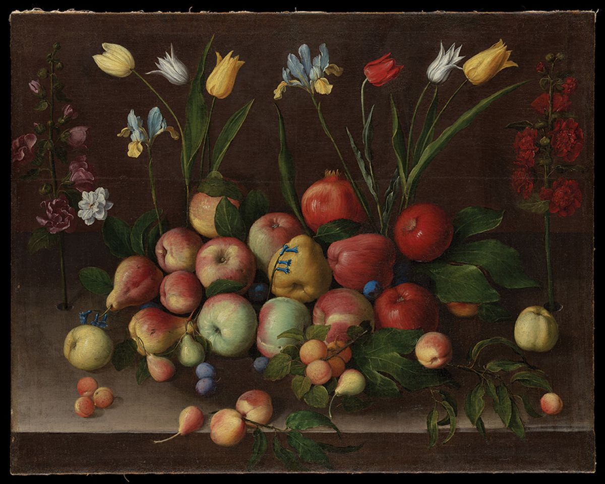 Orsolo Maddalena Caccia's Fruit and Flowers (around 1630) courtesy of the Metropolitan Museum of Art