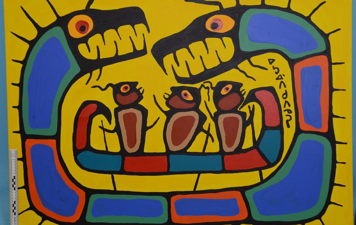 A painting in the style of Norval Morrisseau seized recently by the Ontario Provincial Police Courtesy Ontario Provincial Police