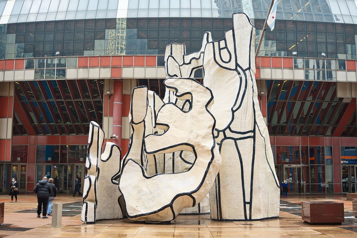 Jean Dubuffet, Monument with Standing Beast, 1984, at its present site outside the James R. Thompson Center in Chicago Photo by Chris Rycroft, via Flickr