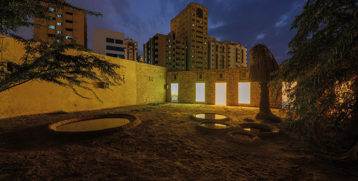 Aging Ruins Dreaming Only to Recall the Hard Chisel from the Past (2019) by Otobong Nkanga and Emeka Ogboh. Courtesy of the artists and Sharjah Art Foundation Aging Ruins Dreaming Only to Recall the Hard Chisel from the Past (2019) by Otobong Nkanga and Emeka Ogboh. Courtesy of the artists and Sharjah Art Foundation