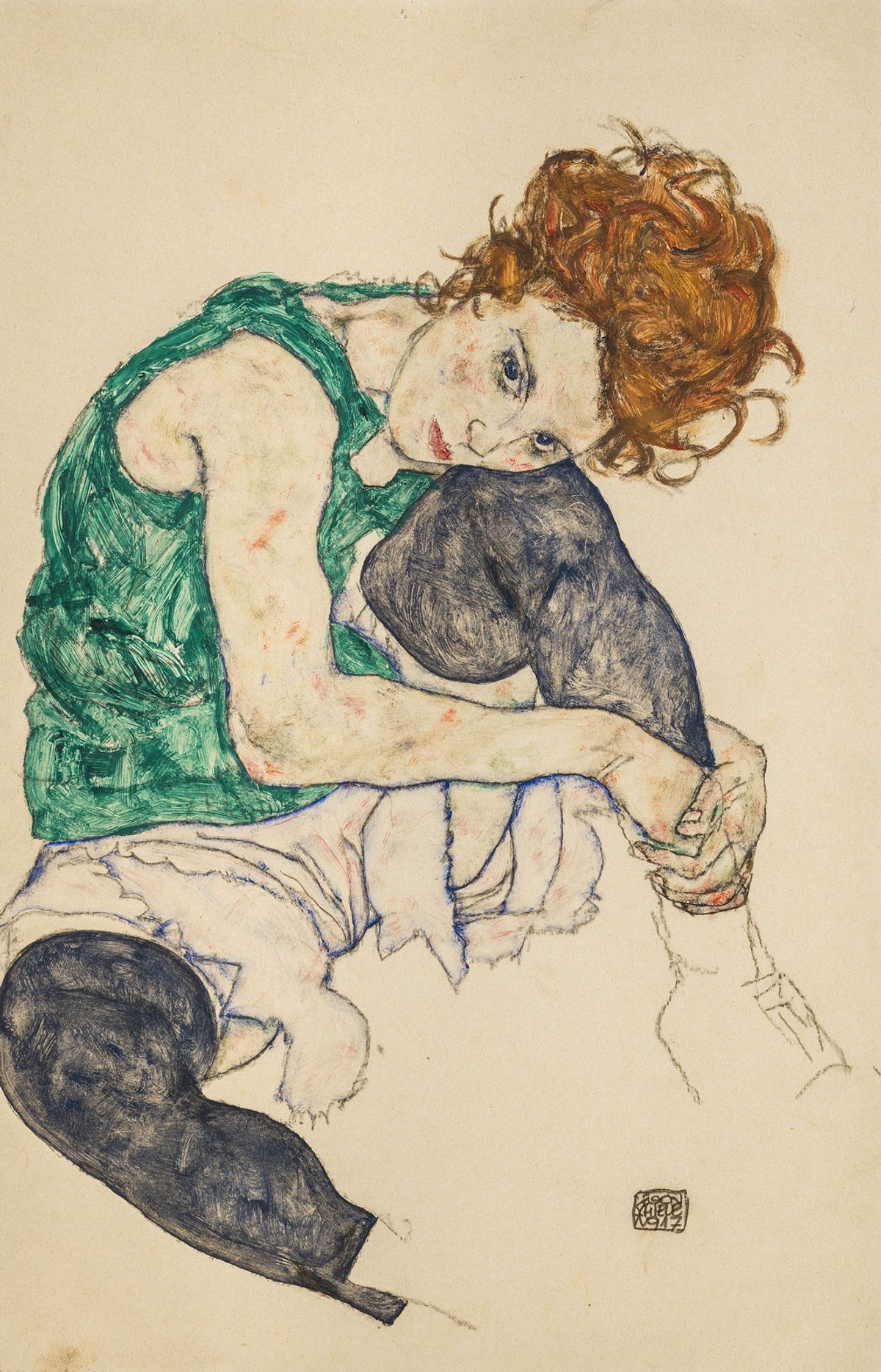 Egon Schiele’s Seated Woman with Bent Knees (1917) Photo: National Gallery Prague 2024