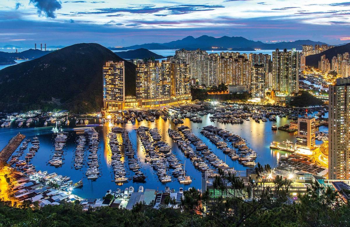 The Wong Chuk Hang area in the Southern District of Hong Kong Island has attracted a significant amount of art investment, with more than 20 galleries now open; pictured is the view from Brick Hill to Hong Kong Island at sunset
Tim Pile/Alamy Stock Photo