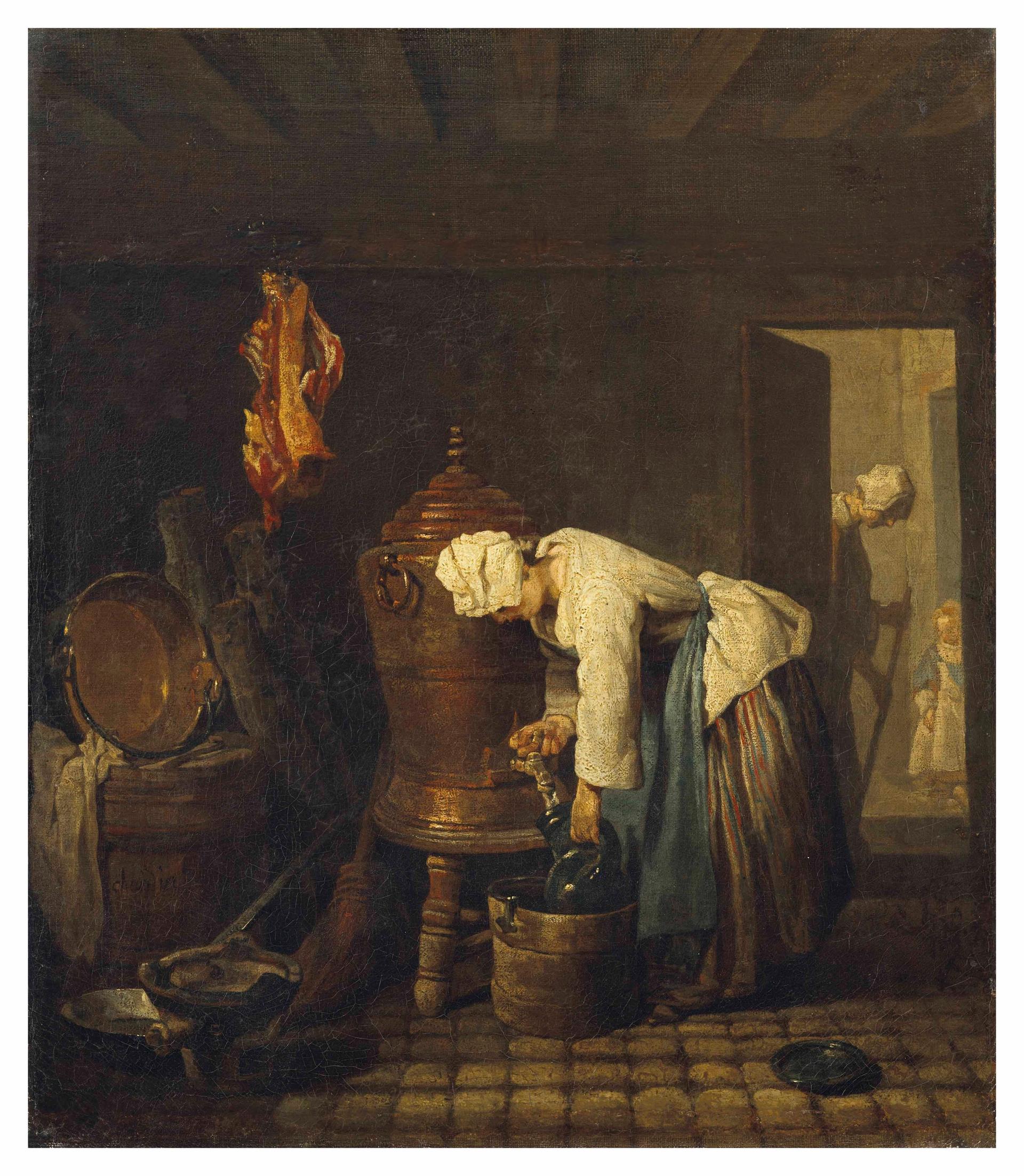 Woman Drawing Water from a Water Urn by Jean Siméon Chardin Courtesy at Christie's