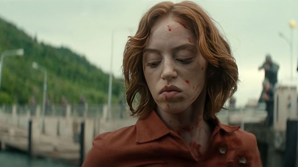 Nibs with blood on her face after ripping a soldier’s jaw off.