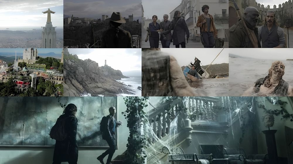 Multiple screenshots from scenes in The Walking Dead: Daryl Dixon Season 3