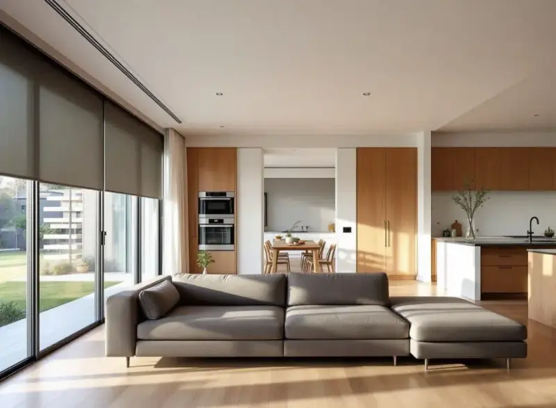 Thermal-lined custom curtains in a warm New Zealand home interior.