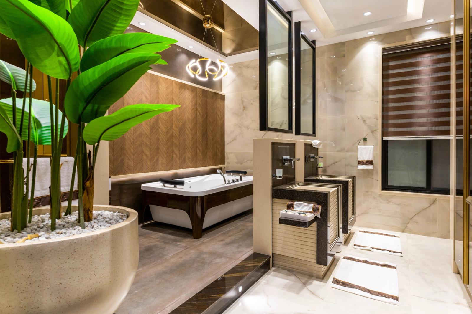 A stone-and-glass contemporary hillside villa.