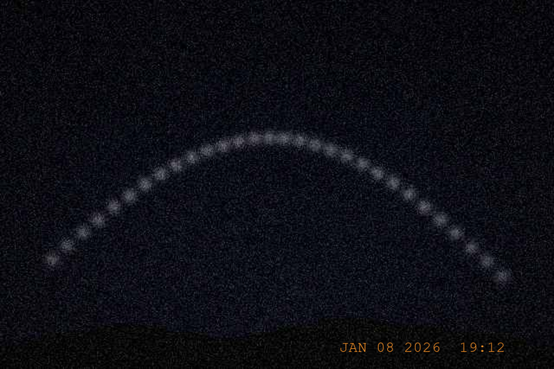 Line of lights, long exposure