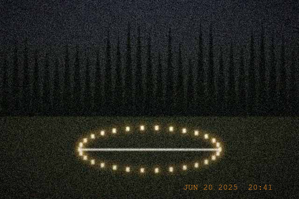 Circle of candles and a line of salt, dusk