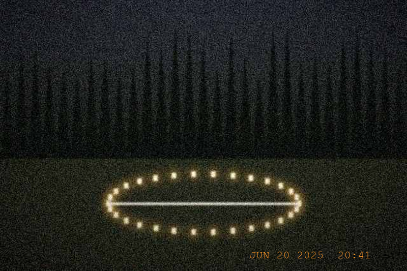 Circle of candles and a line of salt, dusk