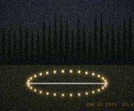 Circle of candles and a line of salt, dusk