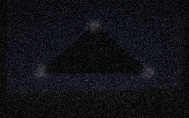 Three lights at the corners, taken through the windscreen