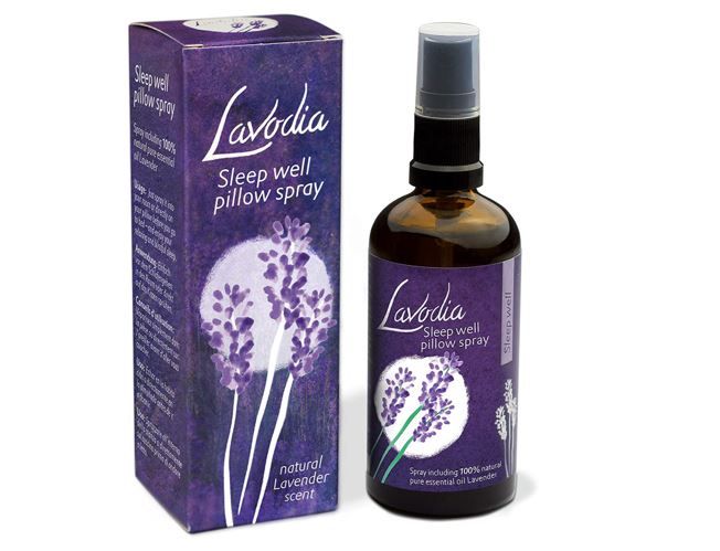 Glasflasche mit Lavendel Kissenspray von Lavodia