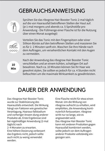 ribogrow Hair Booster Tonic Anwenduingshinweise