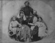 Studio portrait of the Georgian aristocratic Eristavi family with two adults seated, one man standing behind them, and two children.