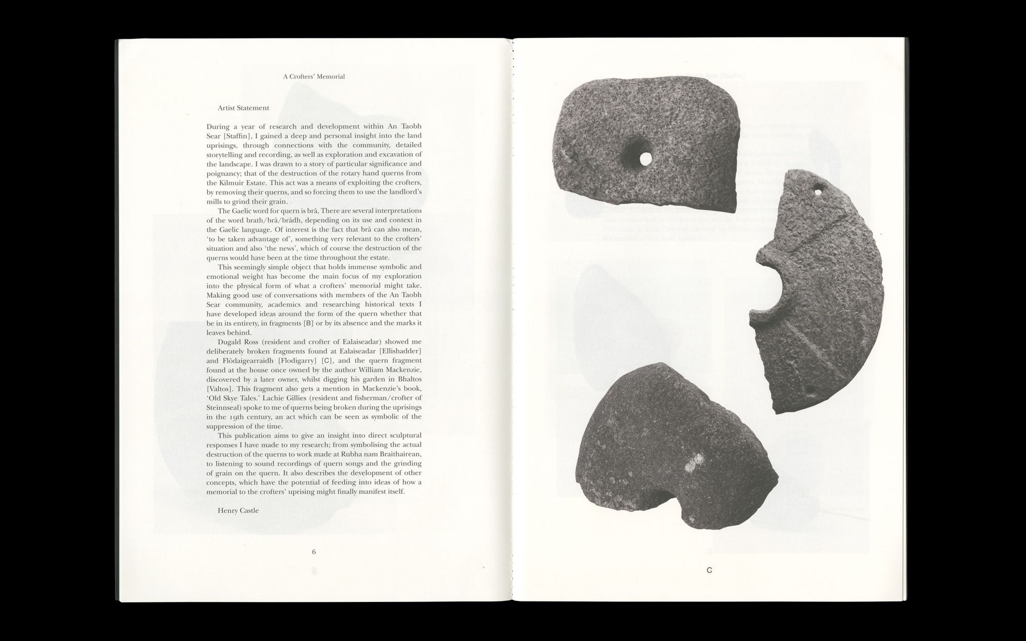 Scan of internal spread of Henry Castle, A Crofter's Memorial.