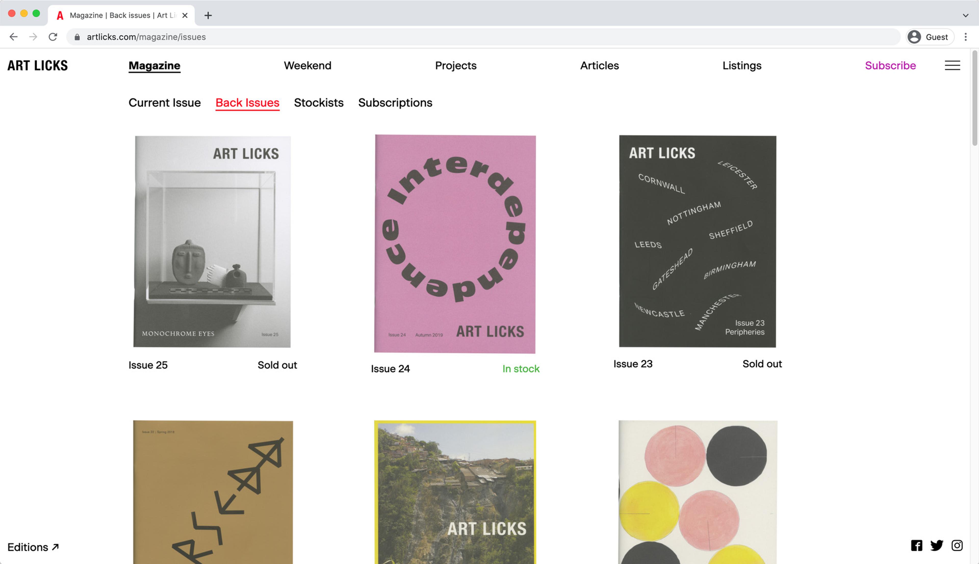 Screen grab of Art Licks website.