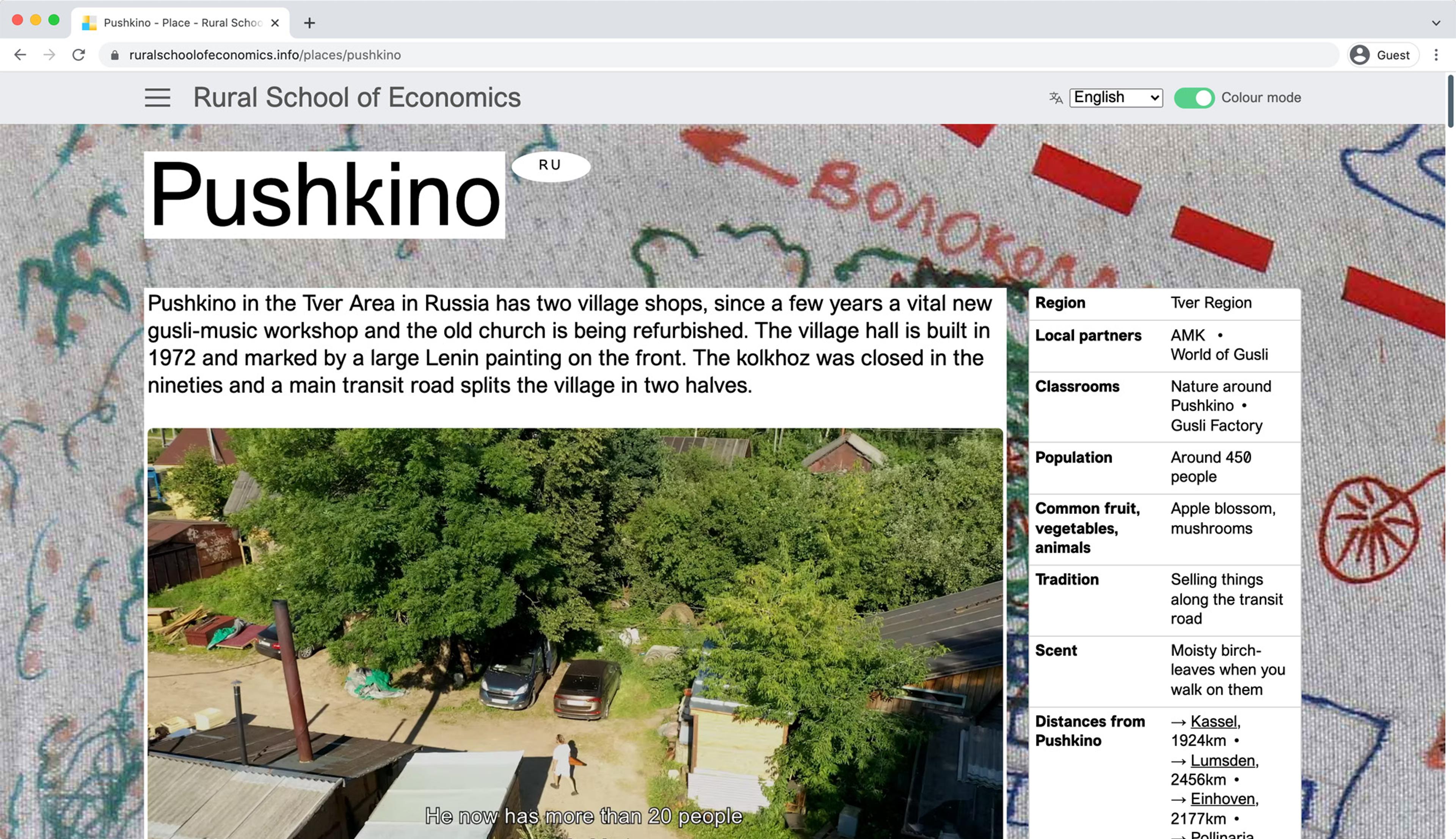 Screengrab of the Rural School of Economics Pushkino page