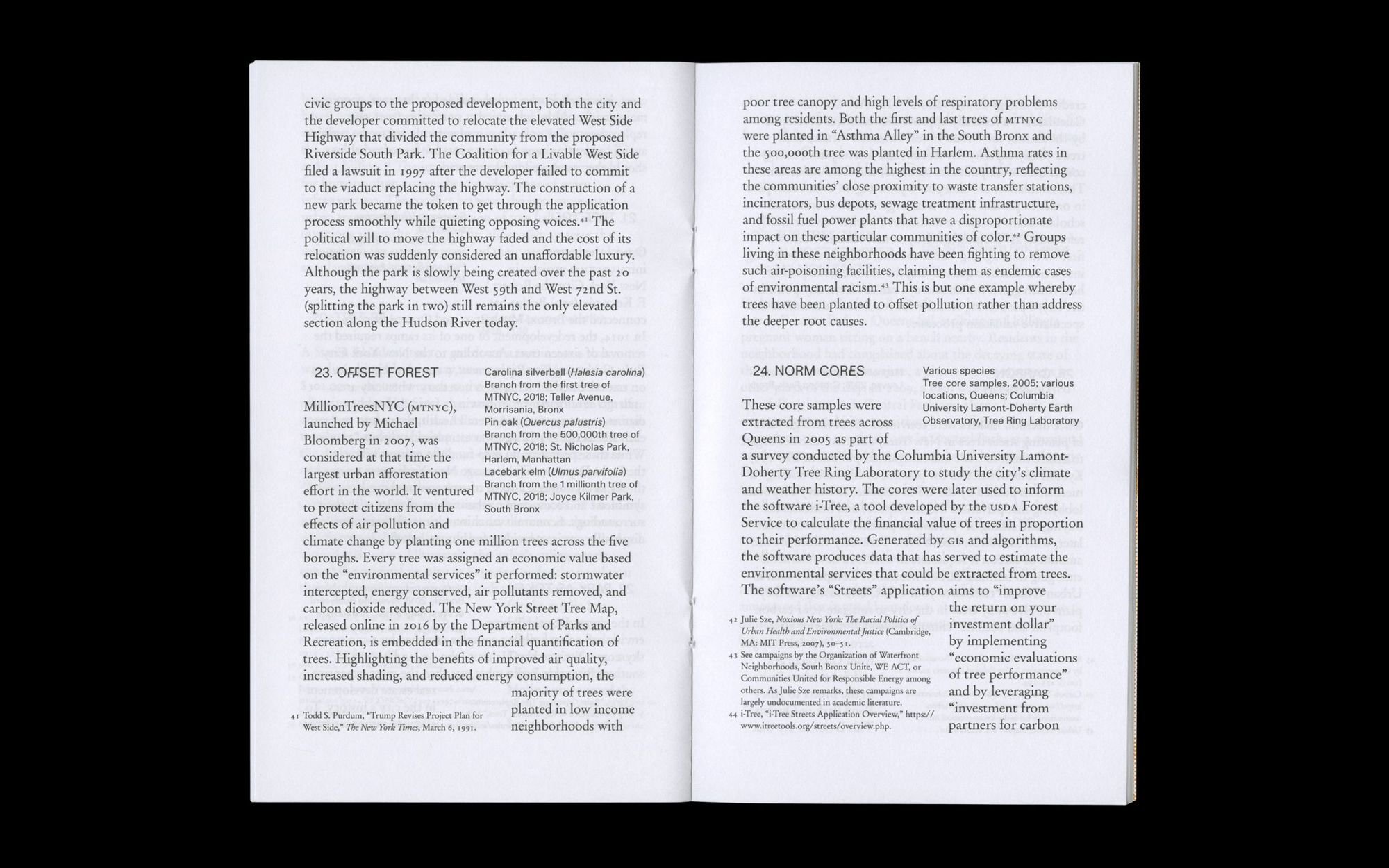 Scan of internal spread of 'Offsetted' exhibition brochure.