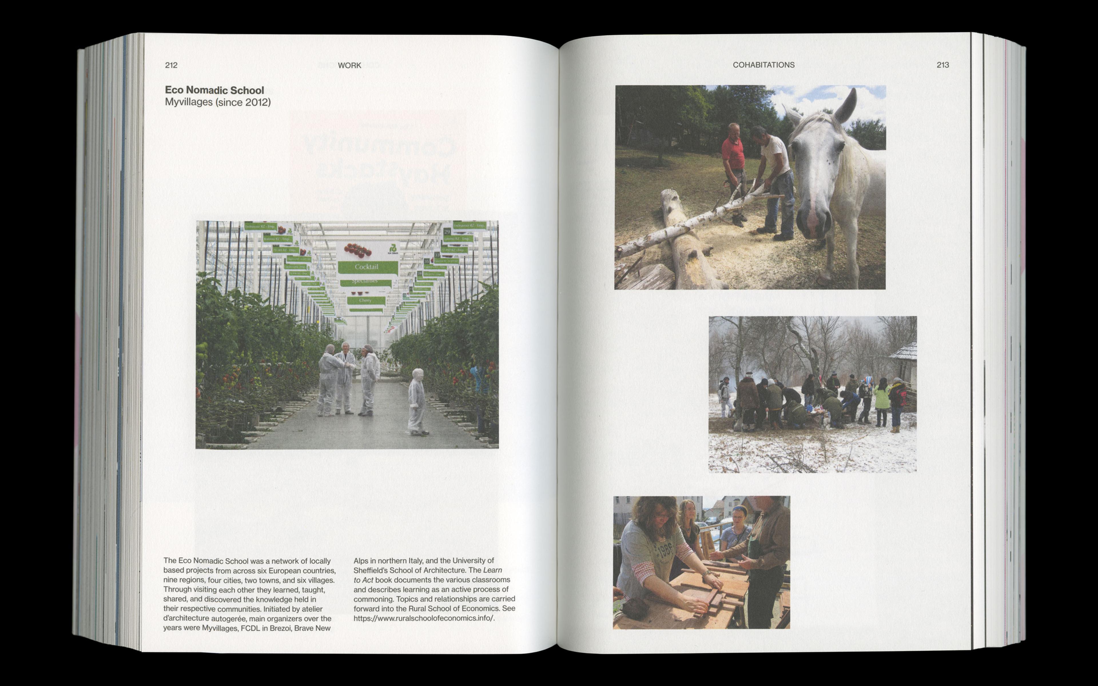Scan of internal spread of Art on the Scale of Life by Kathrin Böhm showing treatment of work double page spread