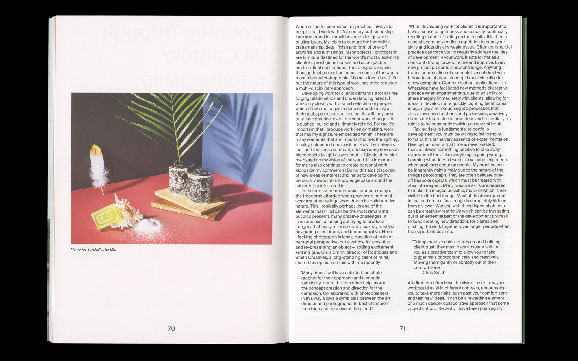 Scan of inside spread of North publication