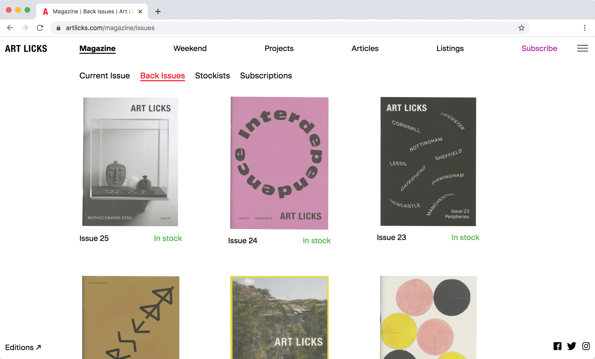 Screen grab of Art Licks website.