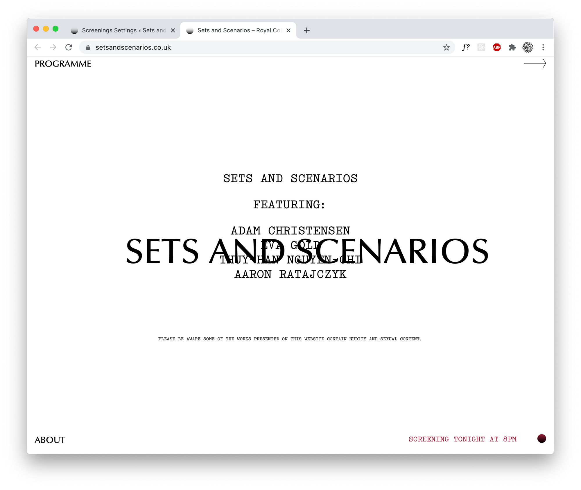 Sets and Scenarios website