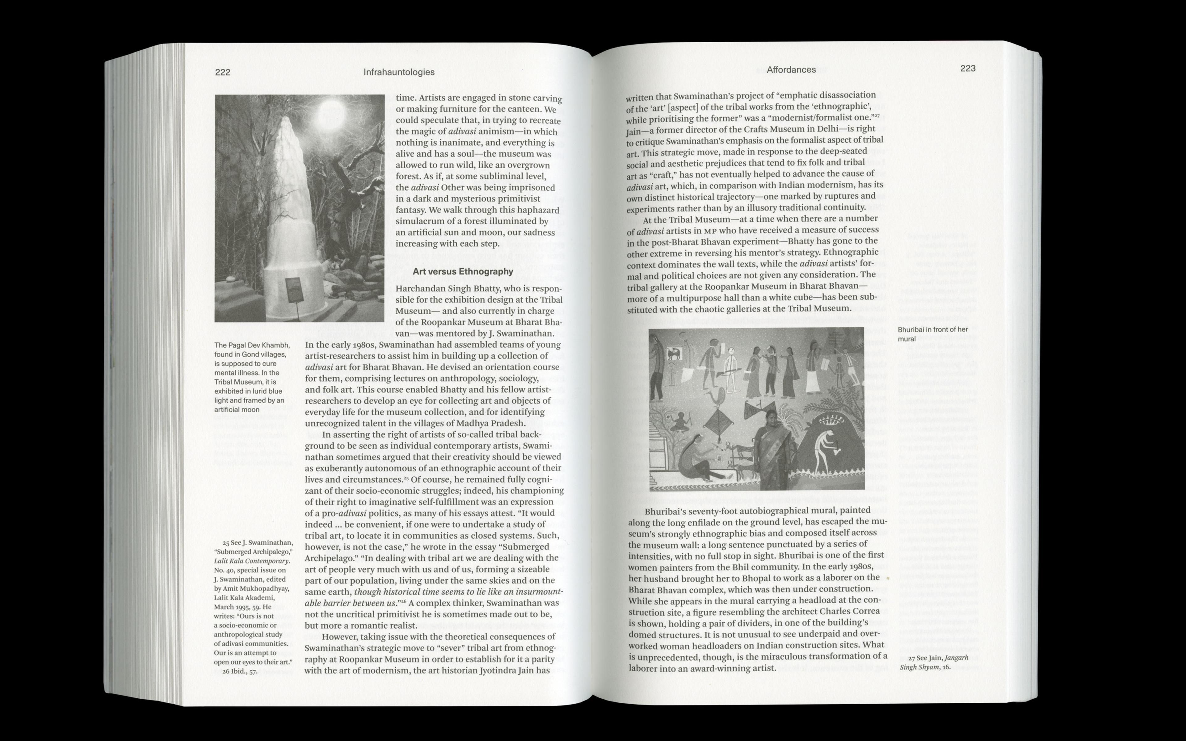 Scan of internal spread of 'Between the Material and the Possible' edited by Bassam El Baroni