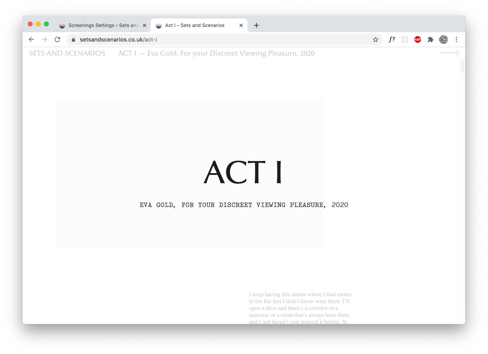 Sets and Scenarios website