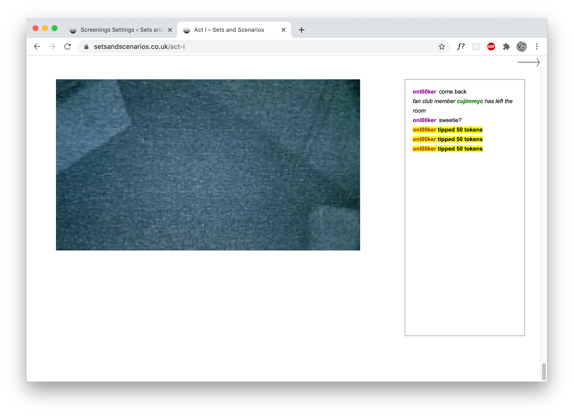 Sets and Scenarios website