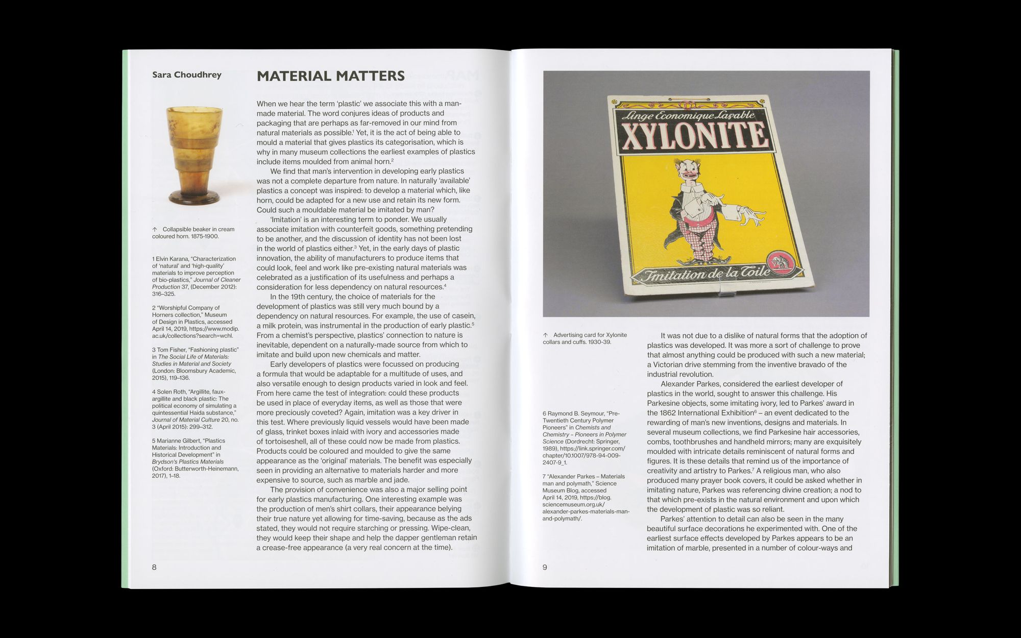 Scan of inside spread of Plastics publication