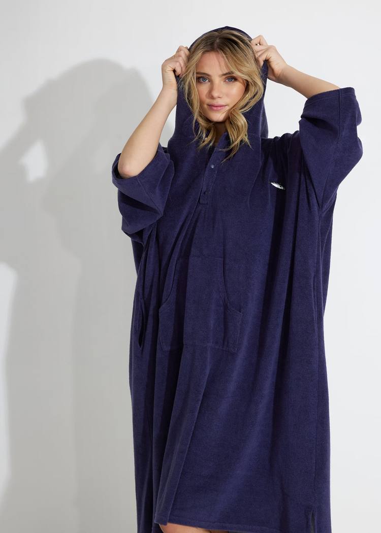 Secondary product image for "Terry poncho Navy blue LS"