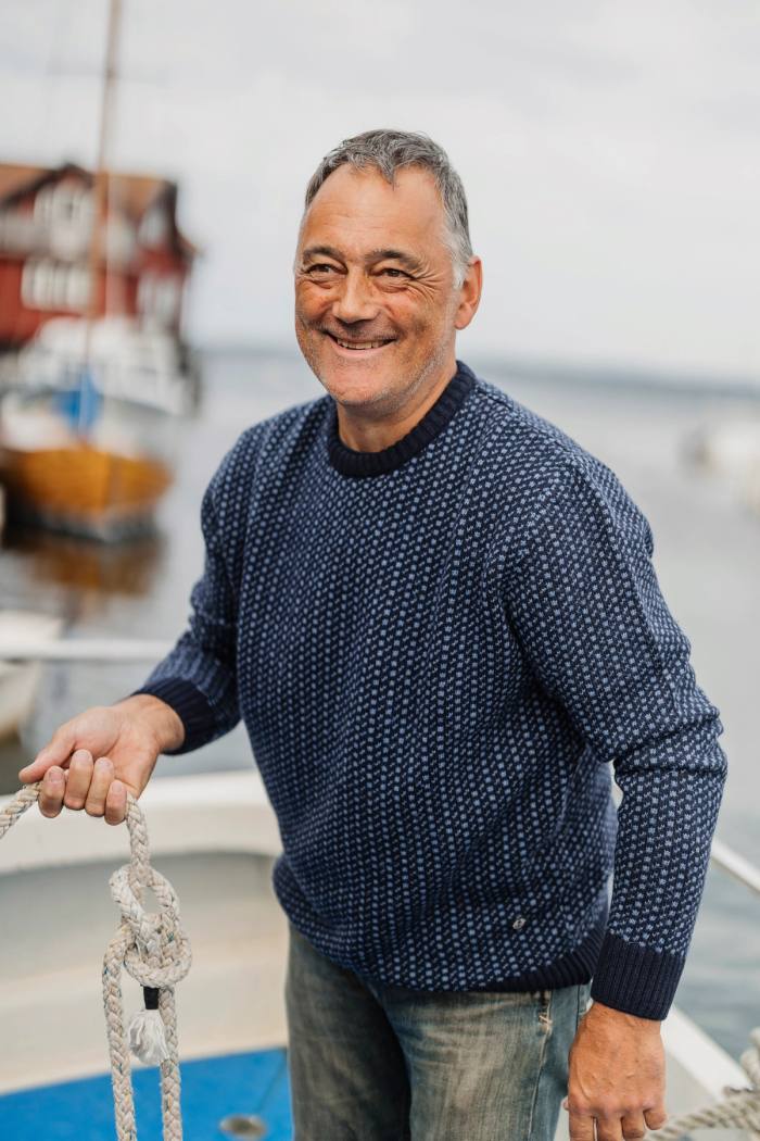 Secondary product image for "Sven-Bertil Stickad Tröja Marinblå"